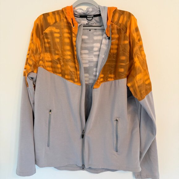 ⚡ Nike Running Dri-FIT Full-Zip Hooded Jacket – Gray & Orange – Size XL - Picture 4 of 6